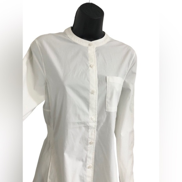 ATHLETA white poplin button down front PERFORMANCE shirt Dress size large new - Picture 11 of 11